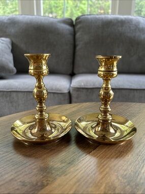 baldwin Polished Gold Brass Candlestick Pair